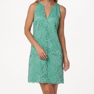 NWT Sam Edelman Green Lace Choker-Cutout Shift Dress - M